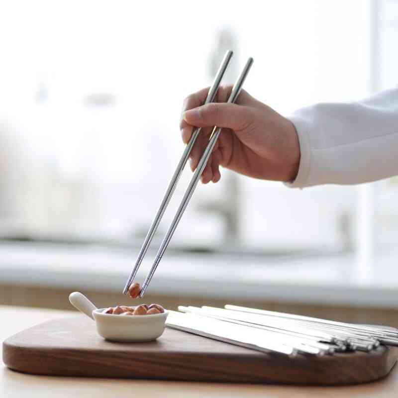 Stainless Steel Metal Non-slip Steel Chopsticks Set