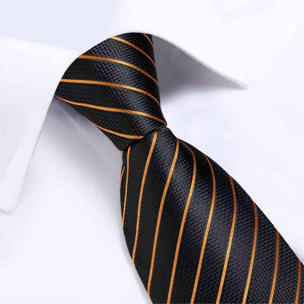 Bryllup stribet silke hals slips hanky manchetknapper sæt fest gravatas