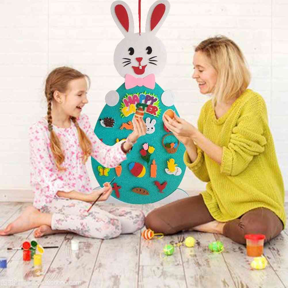 Easter Kids Diy Felt Bunny Pendants Toy With Detachable Alphabet Easter Ornament Kids Easter Home Door Wall Decoration