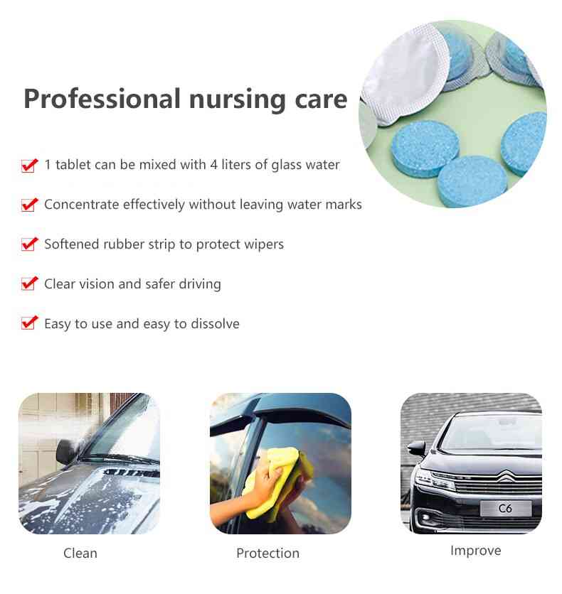 10pcs Condensed Effervescent Tablet Wiper Car Windshield Glass Washer