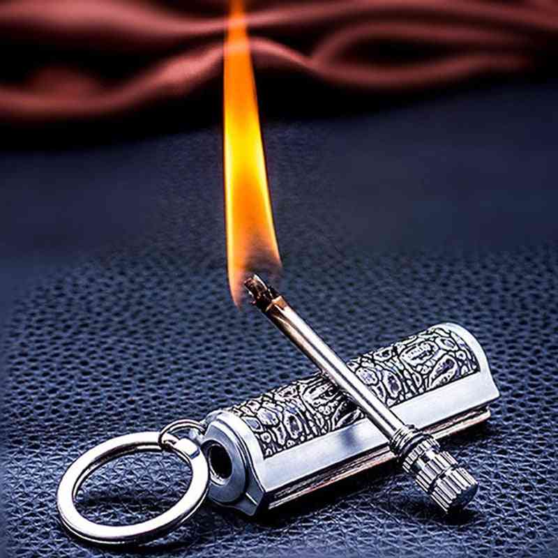 Can Be Refueled Lighter, Outdoor Survival Safety Tool, Instant Emergency Fire Starter, Metal Retro Match Flame Lighters