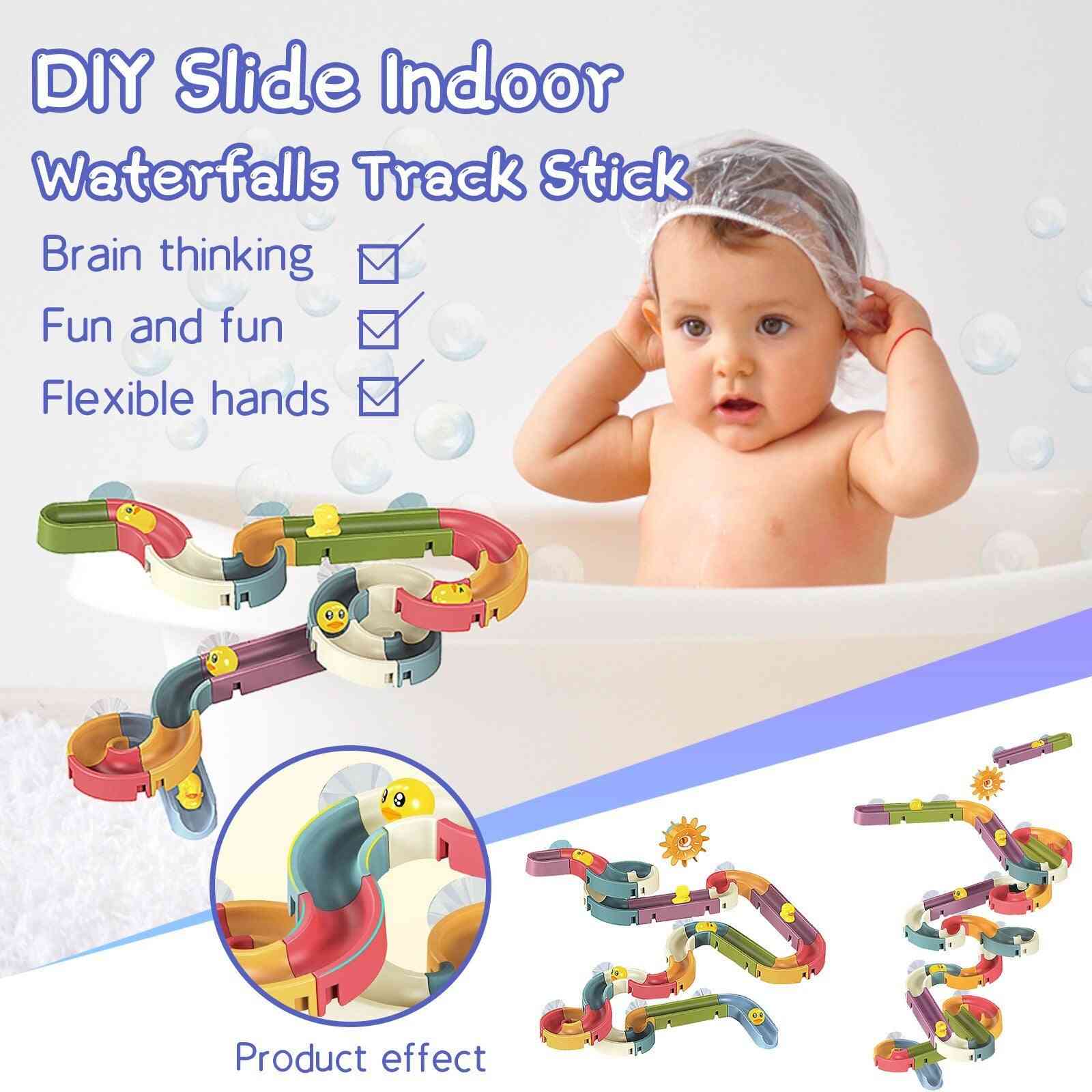 Bath Fun Slide Indoor Waterfalls Track Stick To Wall Bathtub Bathroom Swimming Water Kids