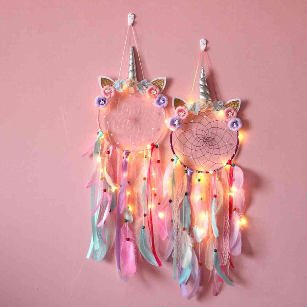 Unicorn Colorful Feather Dream Catchers Home Decor Wall Hanging