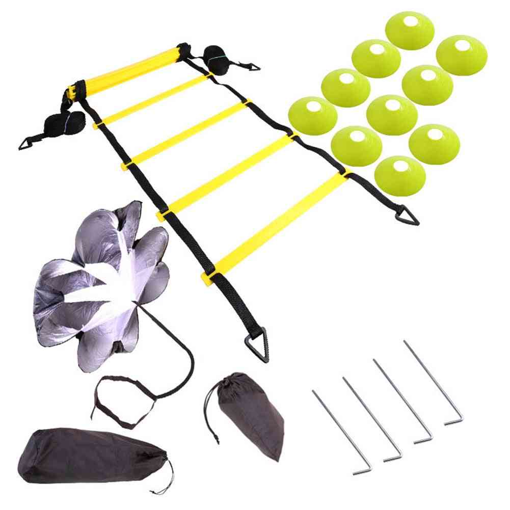 Nylon Straps- Agility Speed Ladder For Fitness Soccer With Parachute Disc Cones Bags