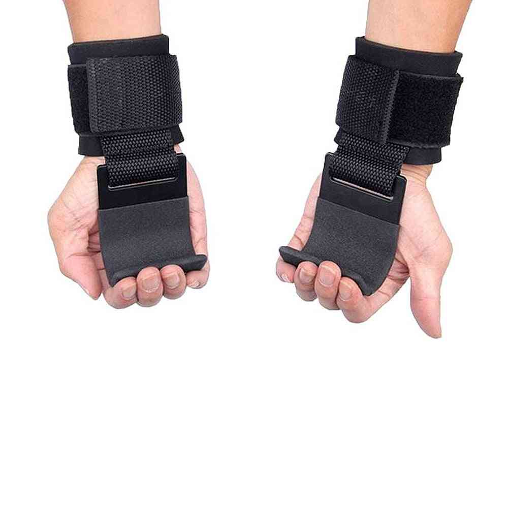Gym Fitness- Hook Strap Pull-ups, Power Lifting Gloves For Weight Training