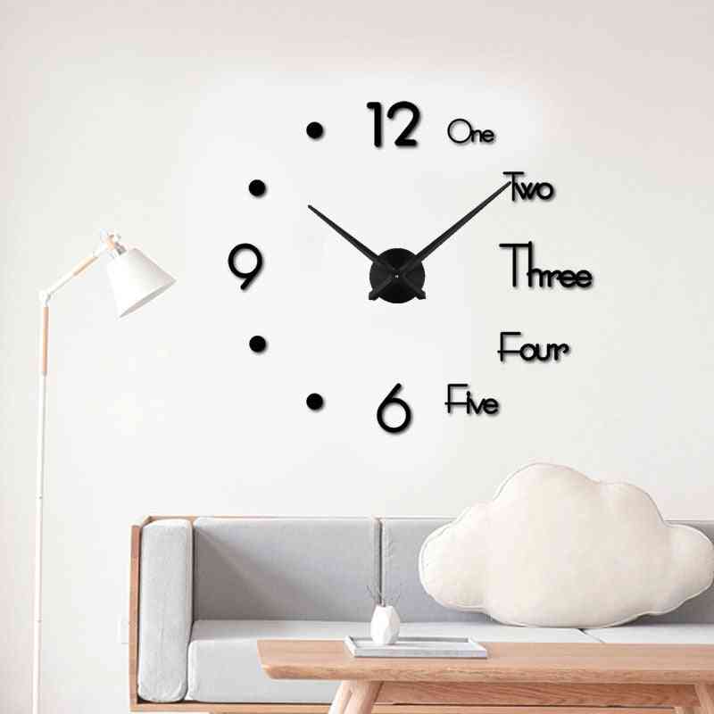 3d Diy Large Modern Design Wall Sticker Clock Silent Home Decor