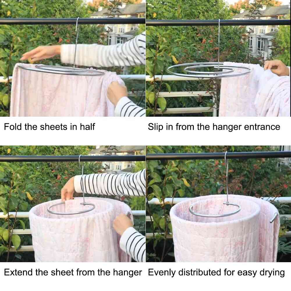 Stainless Steel Round Spiral Quilt Sheets Blanket Hanger
