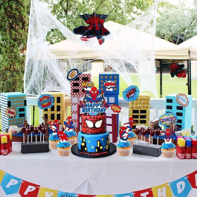 Spider Superhero Cupcake Toppers Decoration Birthday Party Supplies For Favor
