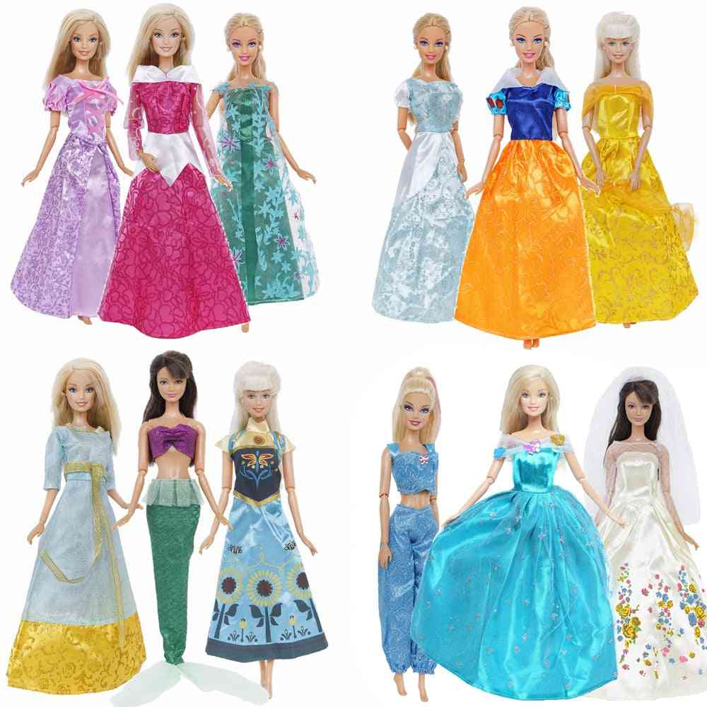 Fairy Tale Classic Princess Doll Dresses Cosplay Party Gown Clothes Accessories For Barbie Doll Kids Dollhouse