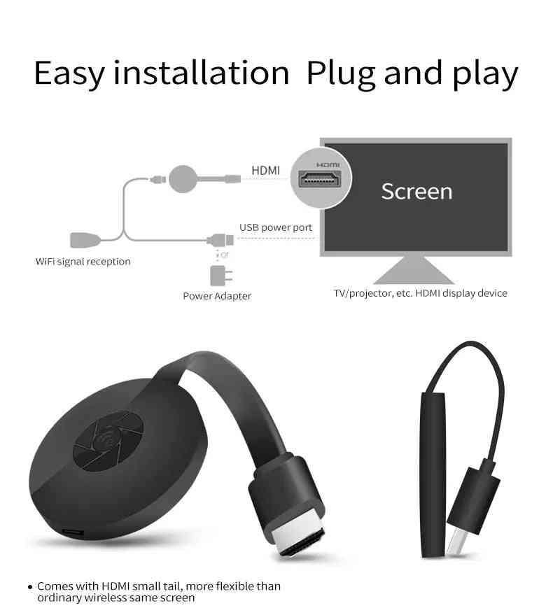 Wifi Wireless Dongle Tv Stick, Hdmi-compatible, Hd Tv Cast Display, Receiver For Ios/android