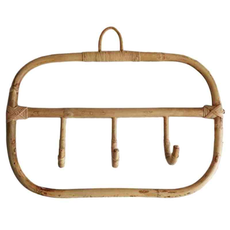 Nordic Vintage Rattan Clothes Wall Hooks