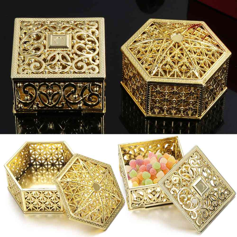 Mini Plastic Hollow Gold Foil Box For Cake Candy Supply