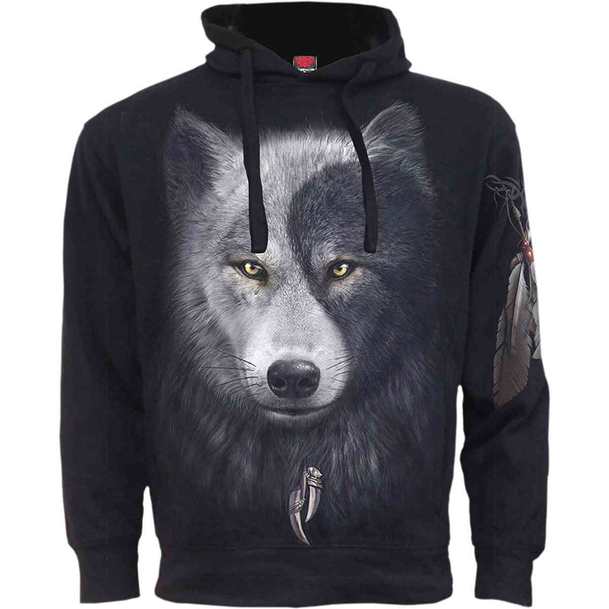 Wolf chi - bočná vrecková kapucňa čierna