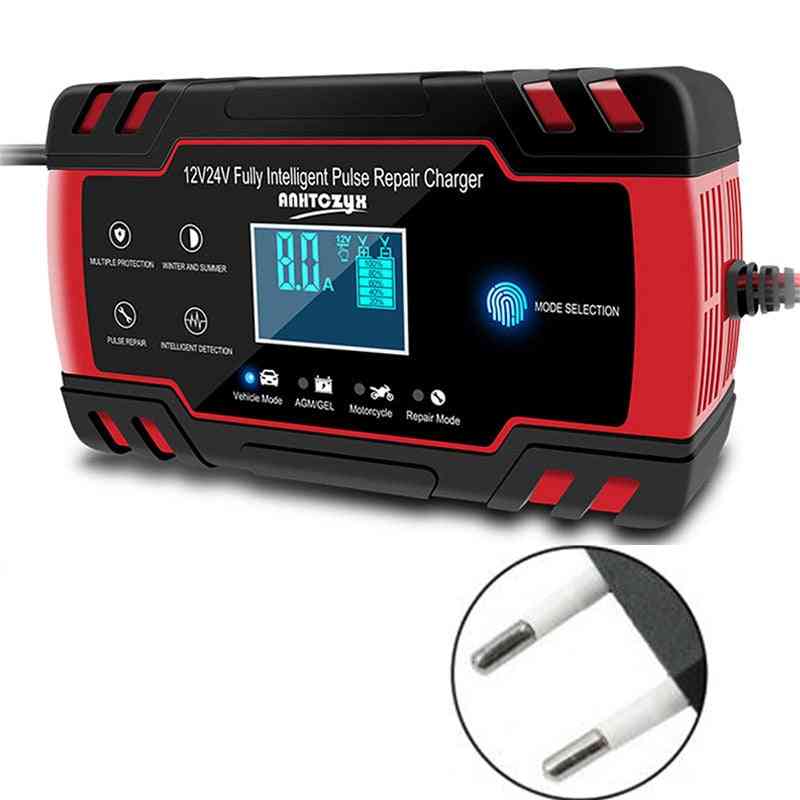 Car Battery Charger 12/24v 8a Touch Screen Pulse Repair Lcd, Wet Dry Lead