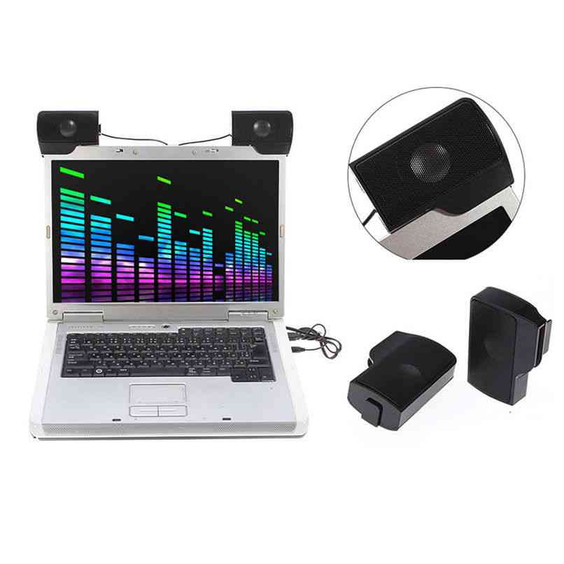 Laptop Portable Mini Clip-on Usb Two Stereo Speakers