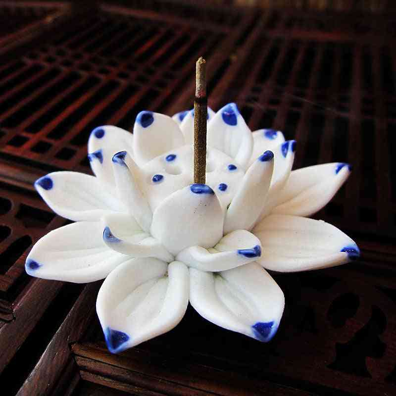 Ceramic Lotus Flower Shape Incense Burner Stick Cone Burner Holder