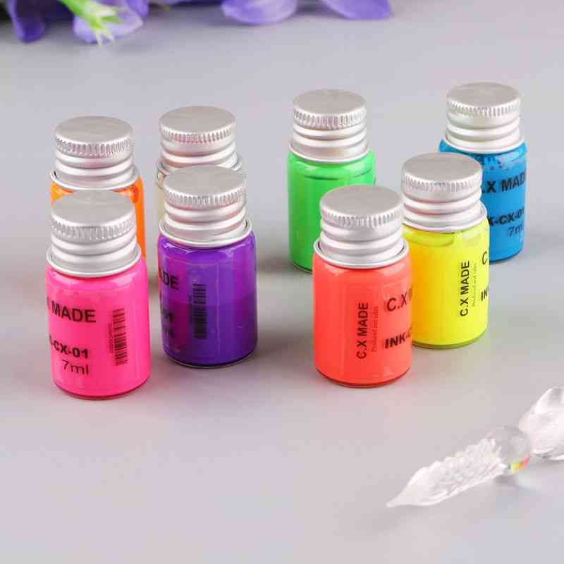Invisible Fluorescence Bottled Dip Signature Pen Ink With Glass Fountain