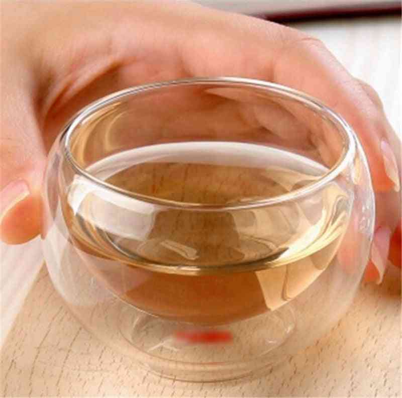 Heat Resistant Double Wall Layer Tea Cup Water Flower
