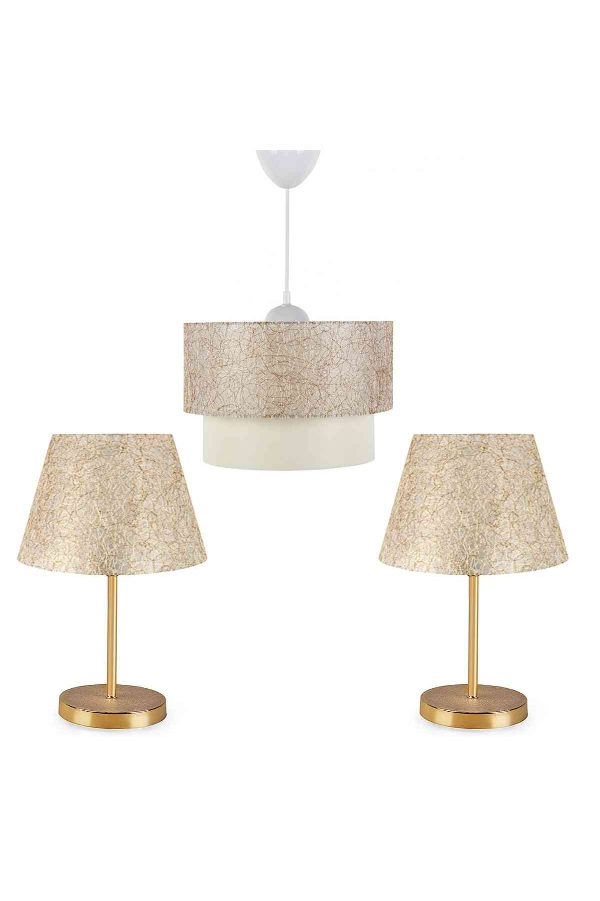Pasta Single Pendant Chandelier And Lara Gold Lampshade Set With String