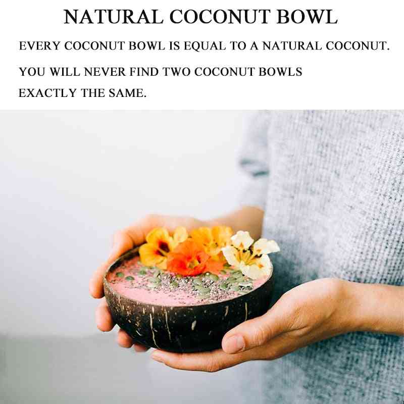 Naturlig kokosskål beskyttelse træ kokos træ bordservice ske sæt