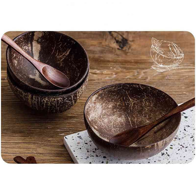 Natural Coconut Bowl Protection Wooden Coconut Wood Tableware Spoon Set