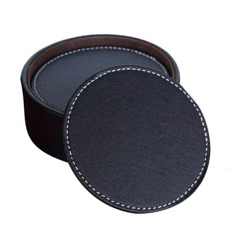 Leather Drink Coasters Round Cup Mat Pad
