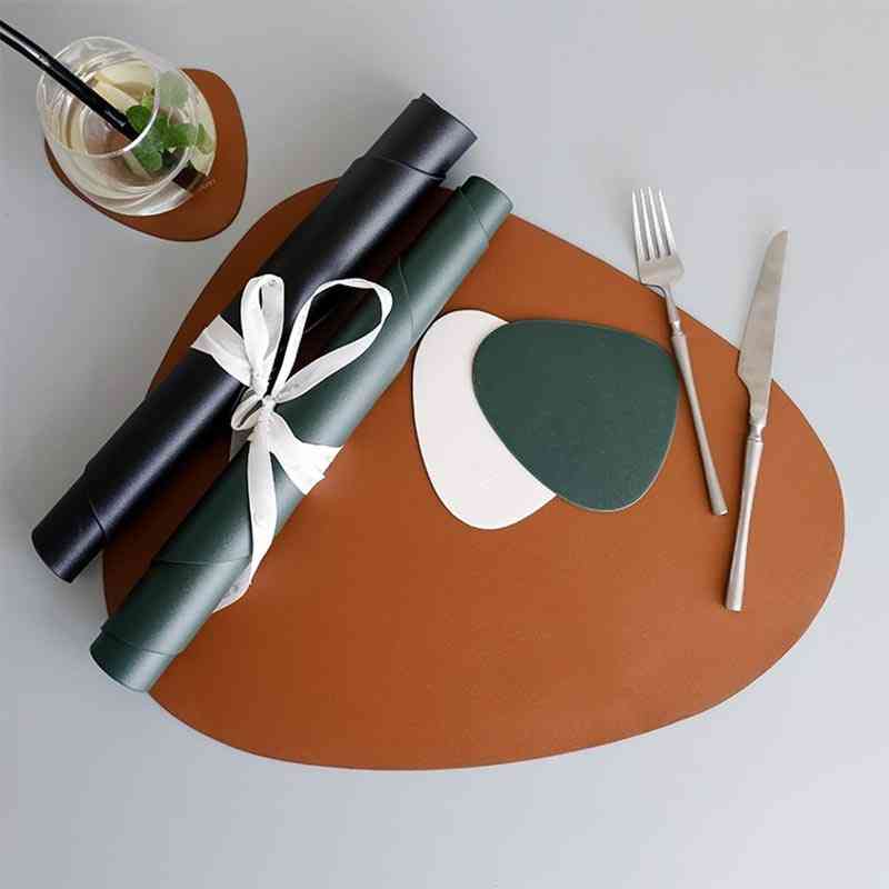 Leather Oil Insulation Pads Bowl Mat, Coaster Plate Tableware Pad