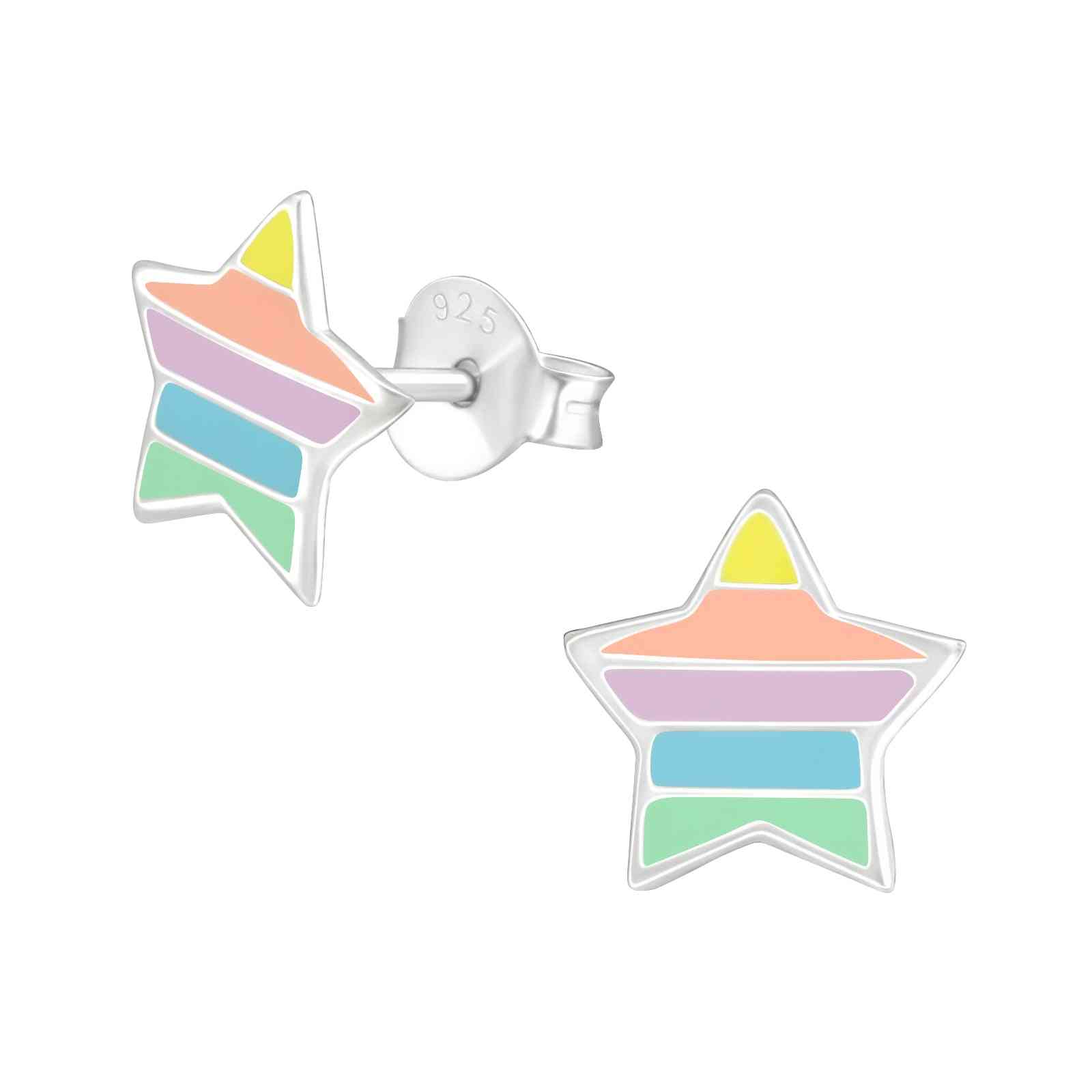 Girl's Sterling Silver S - Rainbow Star
