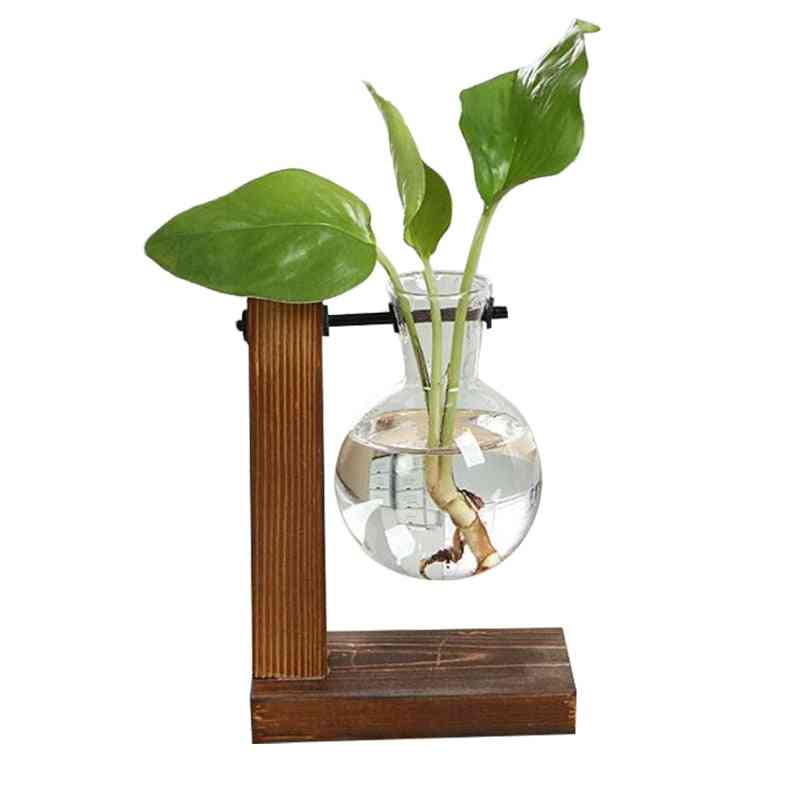 Terrárium hidroponikus növényi vázák szüreti virágcserép átlátszó váza fa keret üveg asztallap növények otthoni bonsai dekoráció