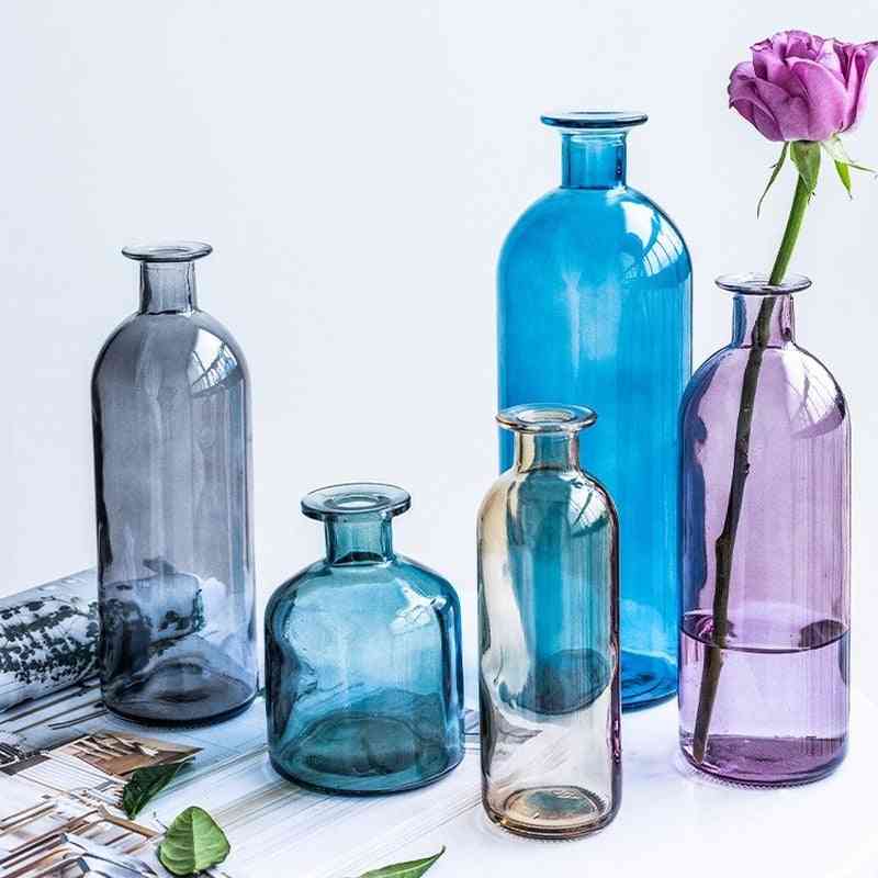 Classic- Multicolor Glass Flower, Vases Pot Basket Bottles For Home Decor