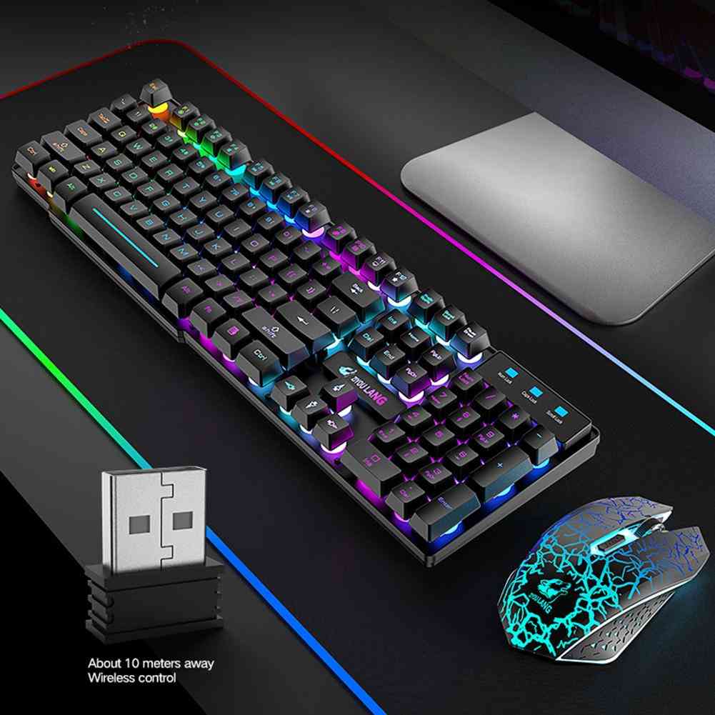 Rechargeable- Wireless 2.4g, Gaming Keyboard And Mouse Set For Laptop