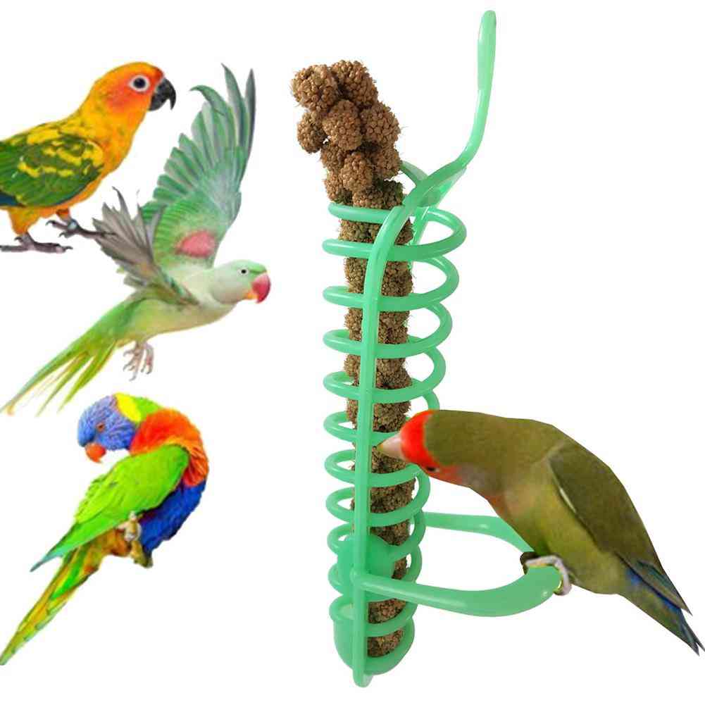 Portable Hanging Spiral Feeder Birds Parrot Pet Food Fruit Holder