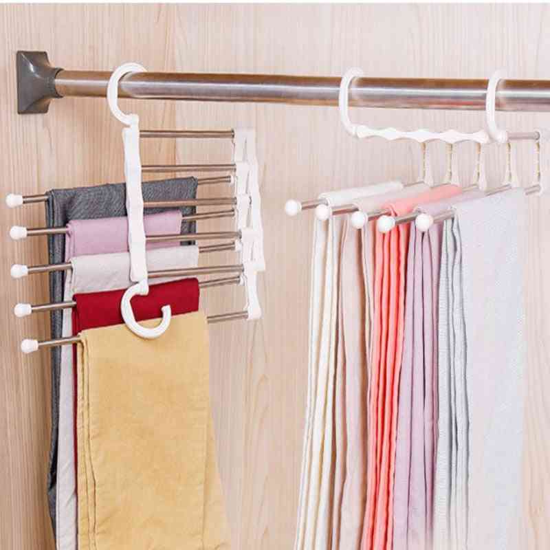 5 Layers Stainless Steel Storage Pants Hangers Tie Clips Drying Racks