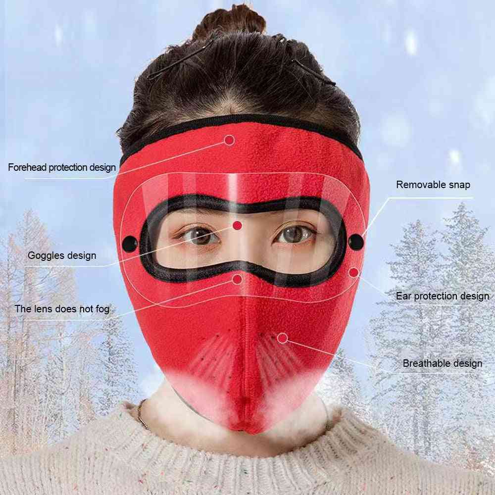 Winter Cycling, Full Face Mask Ski Fishing Skiing Hat Headwear With Goggles