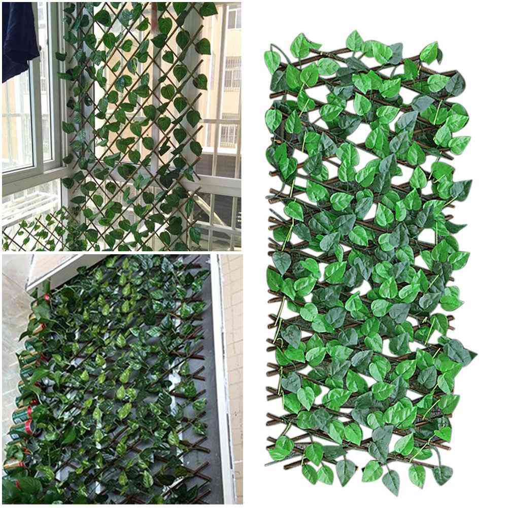 Adjustable Retractable Fence Artificial Leaf Garden Trellis