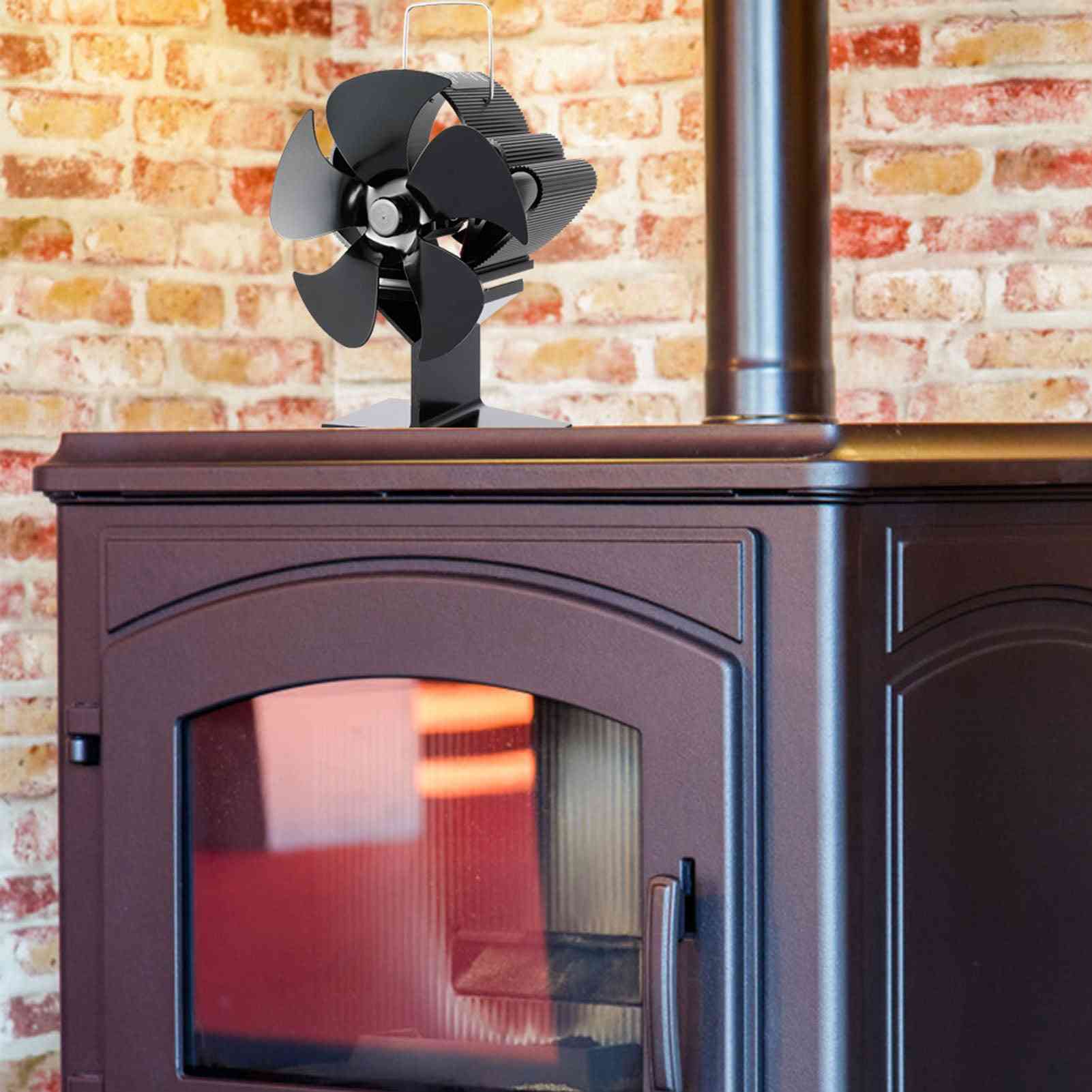 5 Blades Fireplace Heat Power Heating Stove Fan