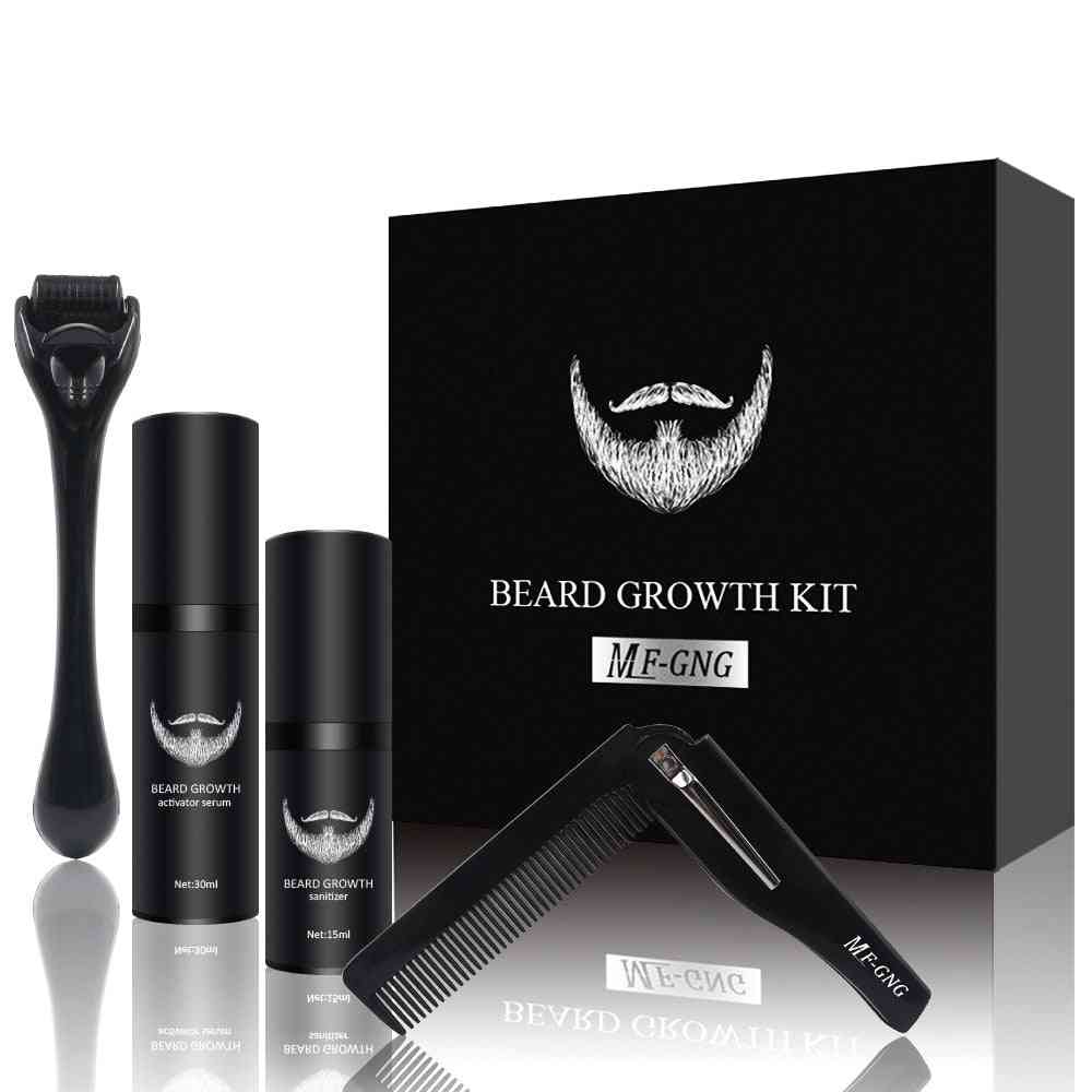 Beard Growth Kit, Micro Niddle Roller For Face, Barber Hair Enhancer, Leave-in Set, Facial Care Kit