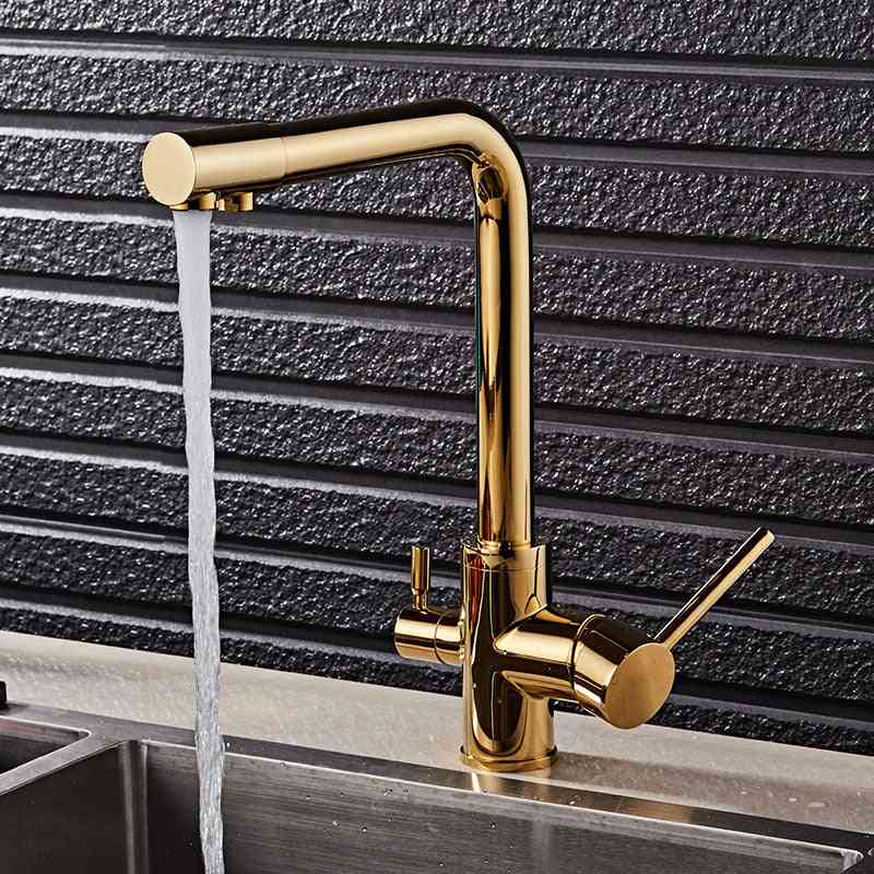 Gold Kitchen Faucets With Filtered Water Deck