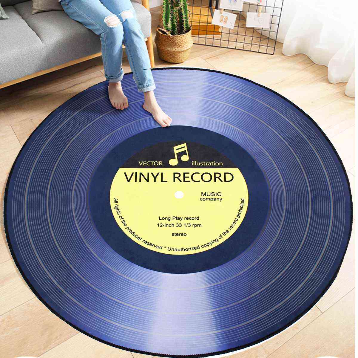 Round Carpet Rugs, 3d Vinyl Record Printed Carpets Floor Mat