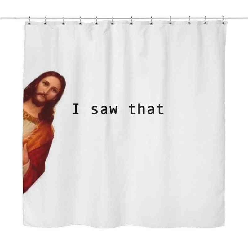 Hauska ainutlaatuinen Jeesus kurkistaa suihkuverho