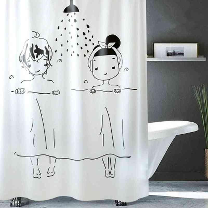 Män / kvinnor dusch illustration vattentät mögel duschdraperi