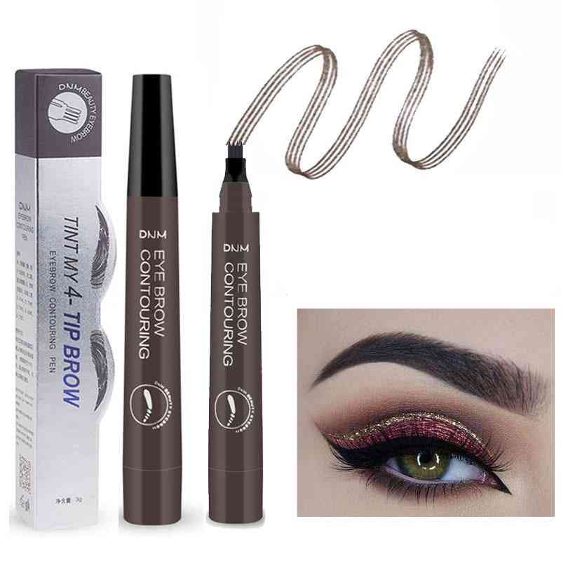 4 Points Eyebrow Pen Tattoo Eyebrow 4d Liquid Ink Pen Waterproof Makeup Female Cosmetics 5 Natural Color Available Makeup Tools