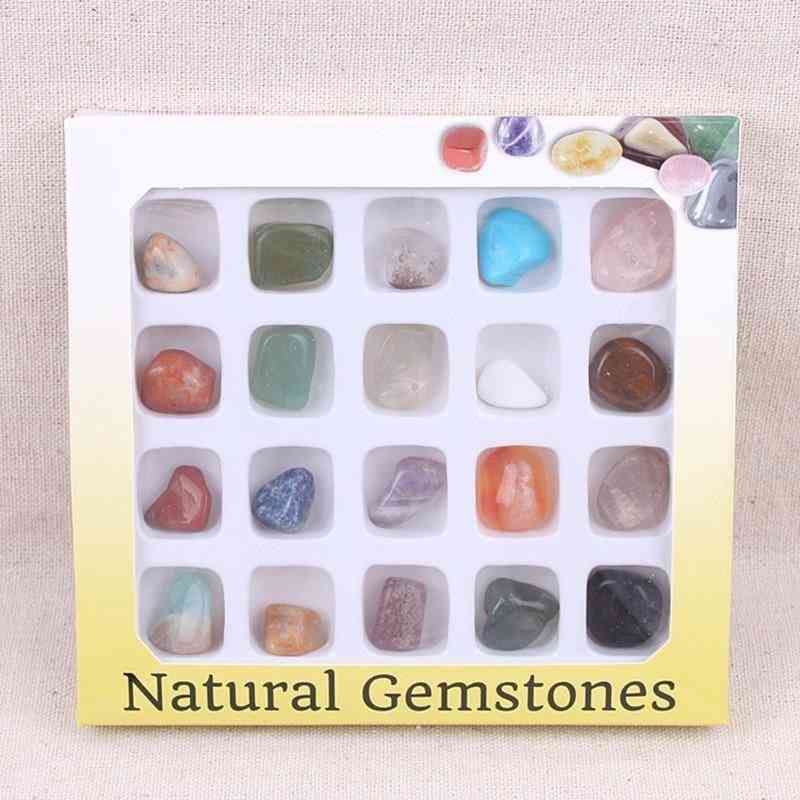 Natural Stones Box Fossiles Raw Minerals Crystals Agates Specimen