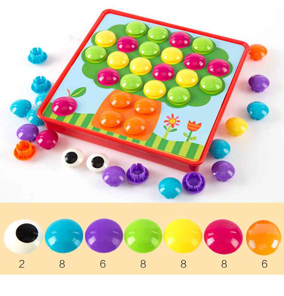 3d Puzzles Colorful Buttons Assembling Mushrooms Nails Kit