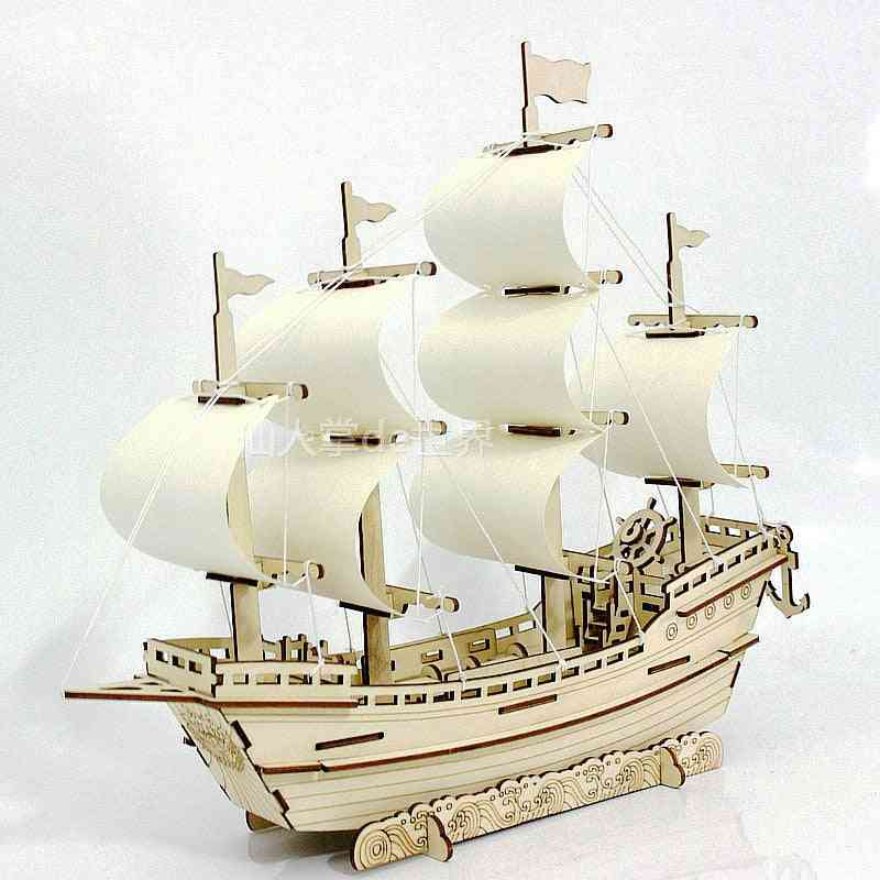 3d- Wooden Ship Building, Robot Model, Sailing Boat Plane, Puzzle Aircraft Toy