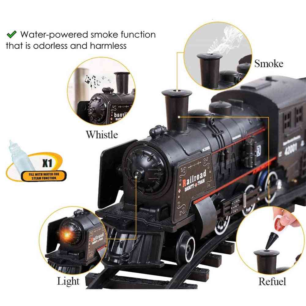 Rautatie klassinen tavarajuna vesihöyryveturi leikkisarja malli