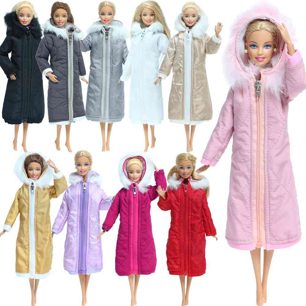 Mode flerfärgad lång kappa bomullsjacka för barbiedocka