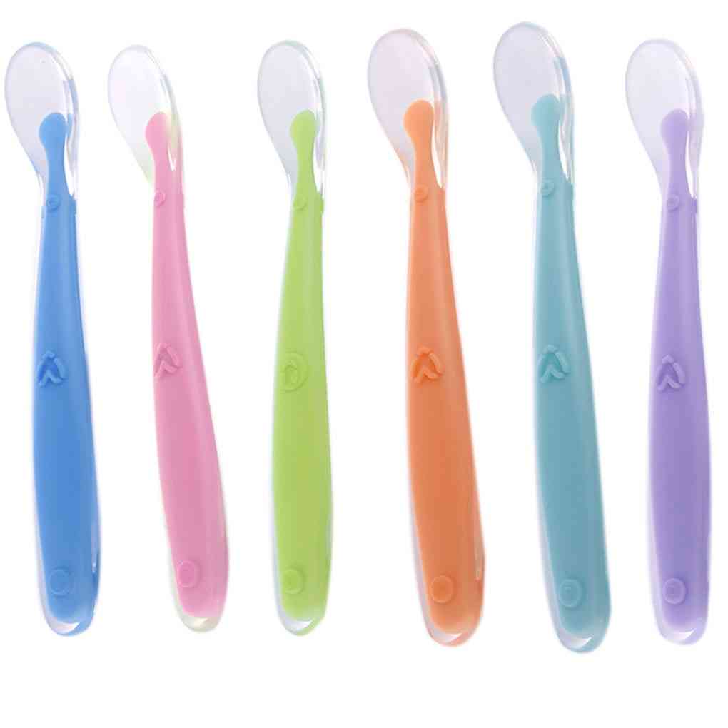 Baby Soft Silicone Spoon Candy Color Temperature Sensing