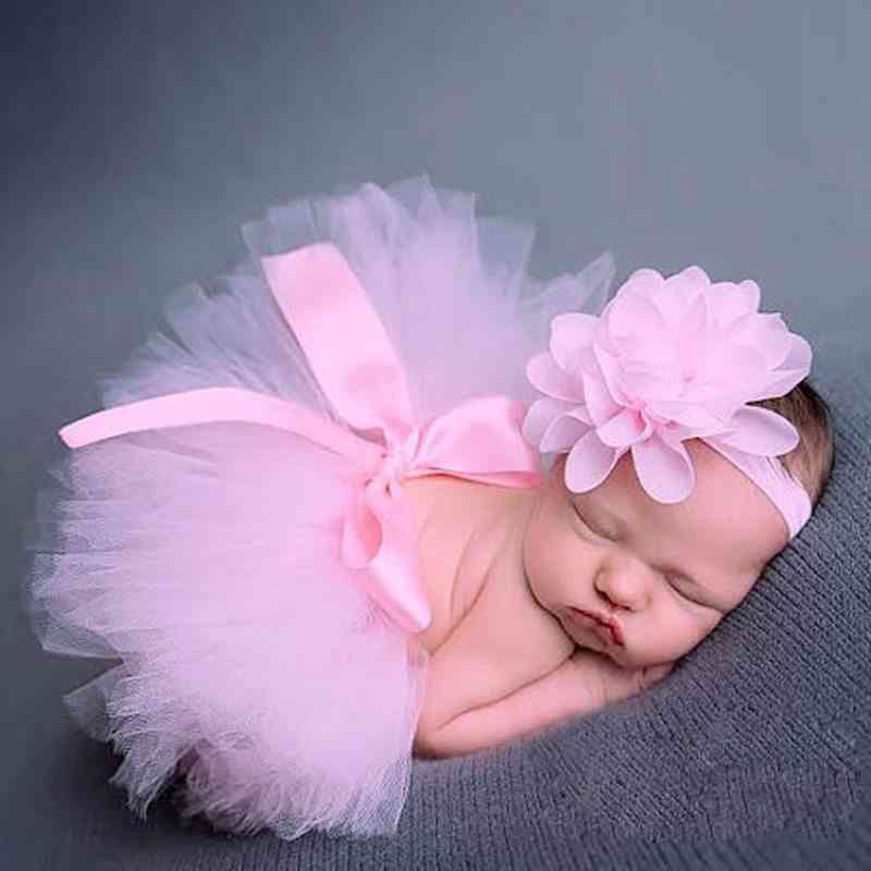 Nyfödd baby tutu kjol och fotorekvisita pannband