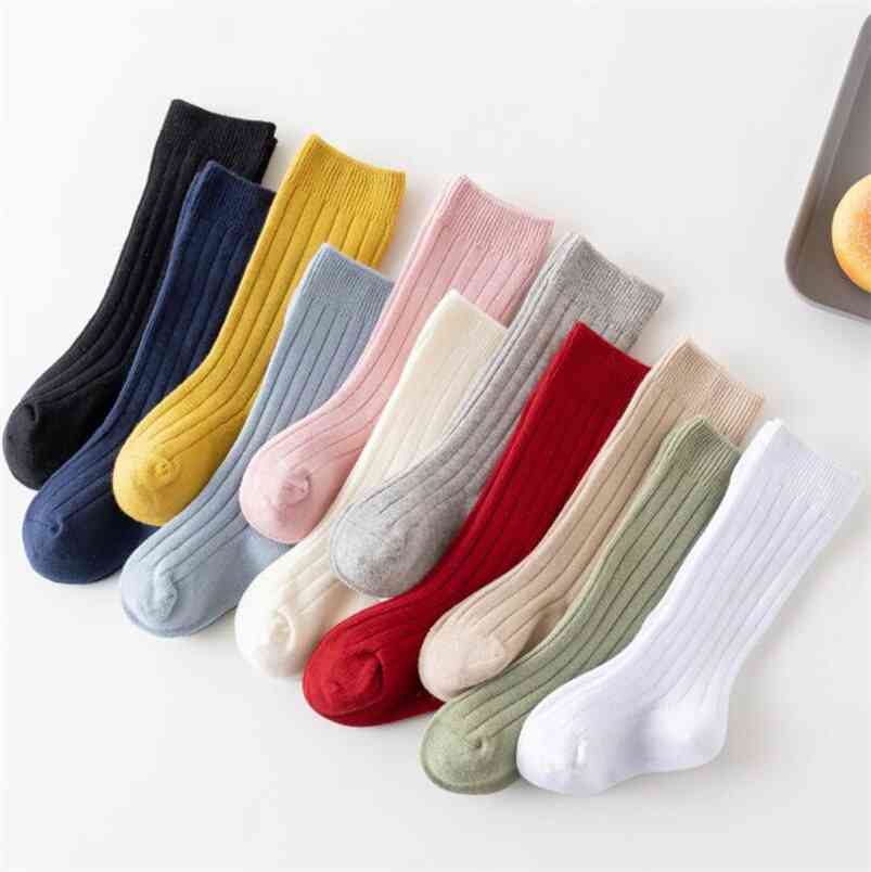 Boy And Solid Color Ribbed Knee High Long Socks